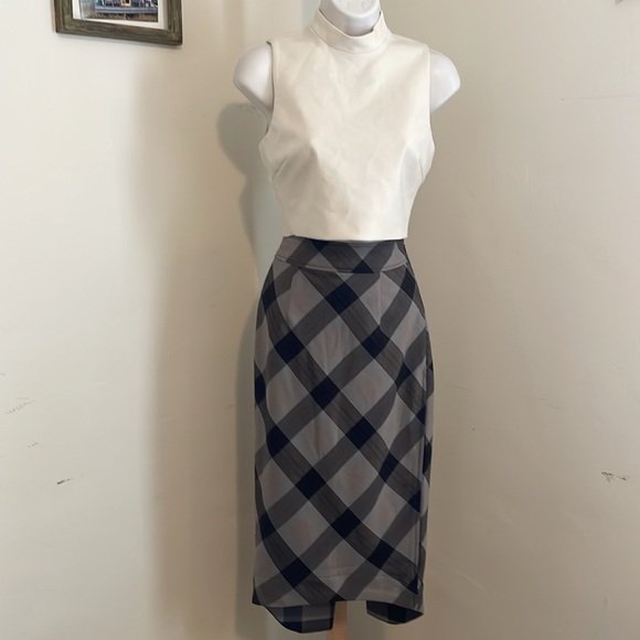 Free People Geometric Precision Plaid Pencil Skirt NWT - Picture 3 of 10